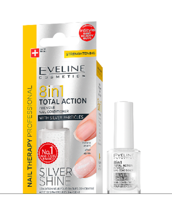 EVELINE TRATAMIENTO DE UÑAS 8 EN 1 ACCIÓN TOTAL PLATA 12 ML