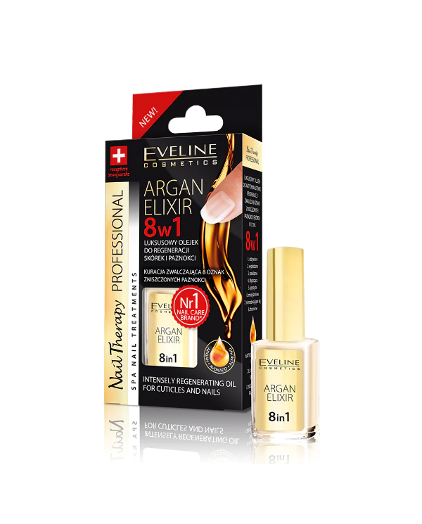 EVELINE NAIL THERAPY ACEITE DE ARGÁN 8 EN 1 CUTÍCULAS Y UÑAS 12 ML