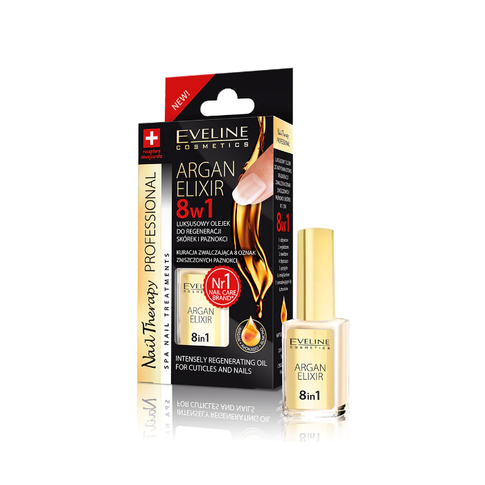 EVELINE NAIL THERAPY ACEITE DE ARGÁN 8 EN 1 CUTÍCULAS Y UÑAS 12 ML