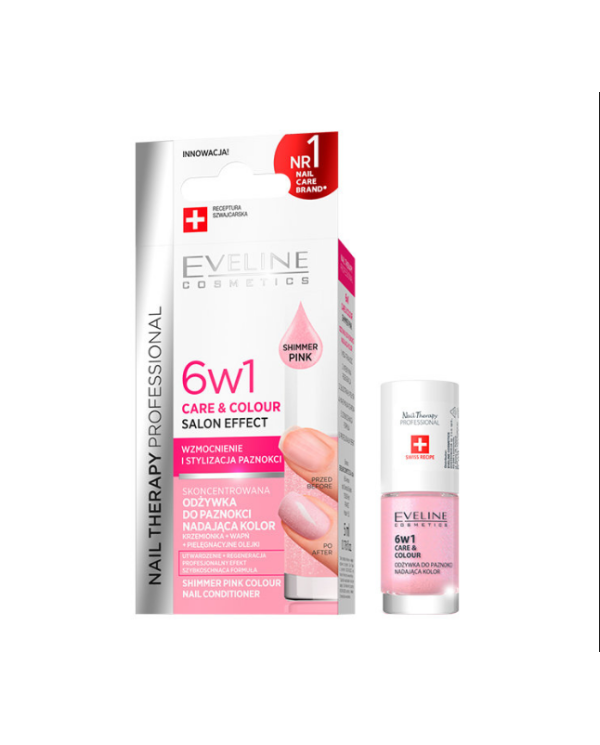 EVELINE TRATAMENTO UNHAS 6 EM 1 COM COR SHIMMER PINK 5 ML
