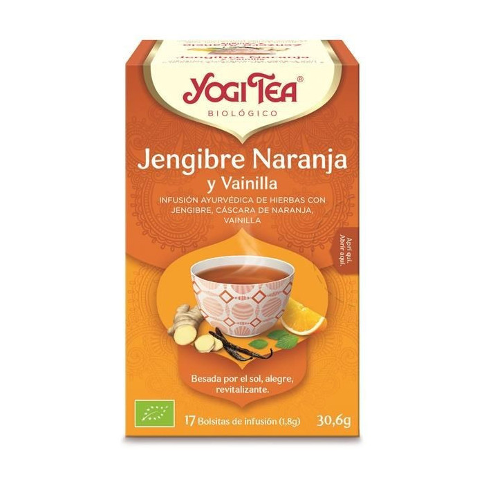 YOGI TEA CHÁ GENGIBRE, LARANJA E BAUNILHA 17 SAQUETAS