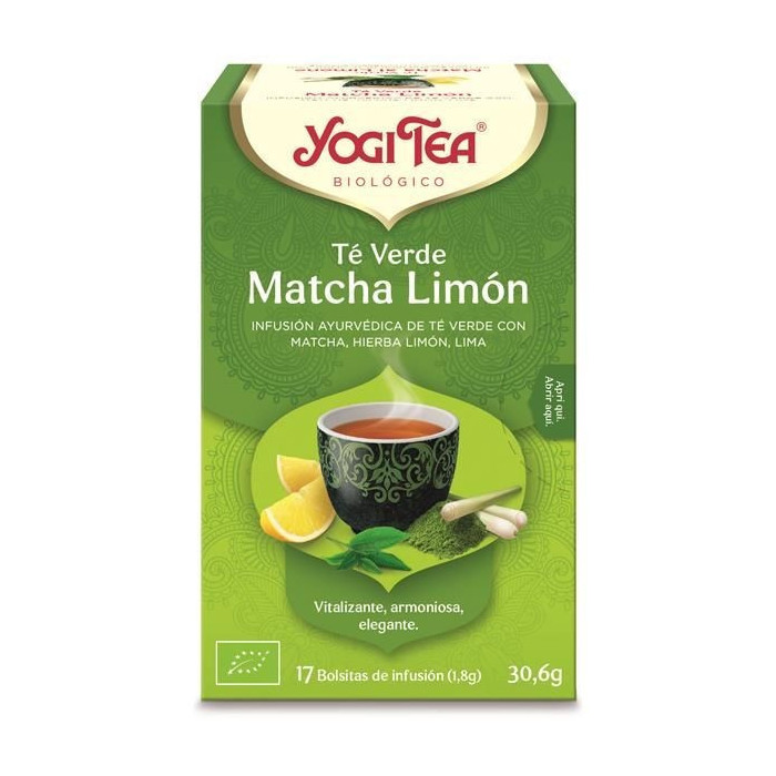 YOGI TEA  CHÁ VERDE BIO MATCHA LIMÃO 17 SAQUETAS