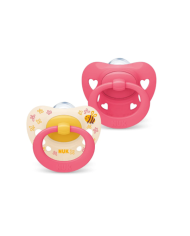 NUK CHUPETA SIGNATURE SILICONE ROSA E AMARELO 6-18M 2 UNID