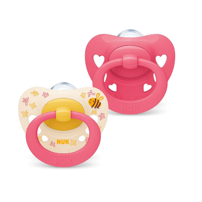 NUK SIGNATURE CHUPETE SILICONA ROSA Y AMARILLO 6-18M 2 UNID