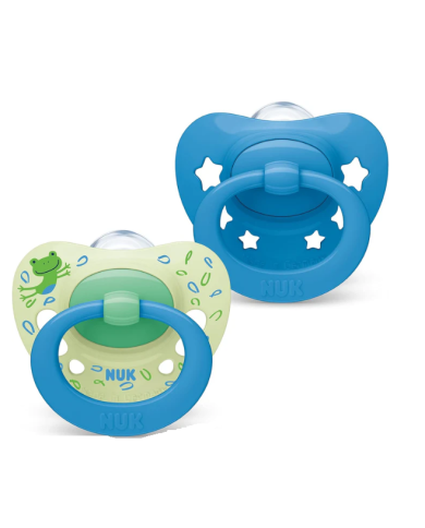 NUK CHUPETE SIGNATURE SILICONA AZUL Y VERDE 6-18M 2 UNIDADES