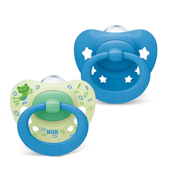 NUK CHUPETE SIGNATURE SILICONA AZUL Y VERDE 6-18M 2 UNIDADES