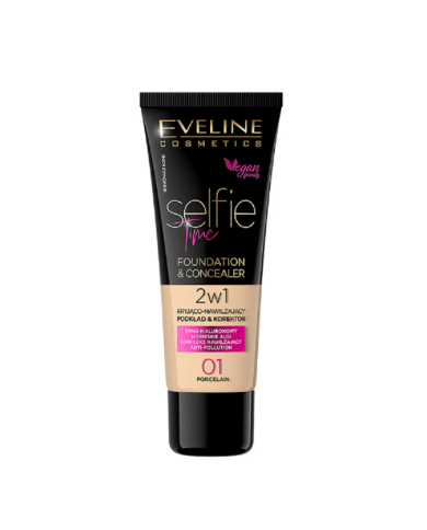 EVELINE SELFIE TIME BASE E CORRETOR 2 EM 1 NR 01 PORCELAN 30 ML