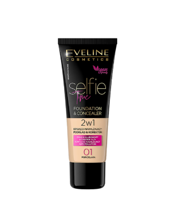 EVELINE SELFIE TIME BASE E CORRETOR 2 EM 1 NR 01 PORCELAN 30 ML
