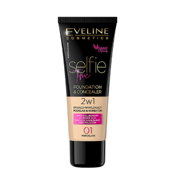 EVELINE SELFIE TIME BASE E CORRETOR 2 EM 1 NR 01 PORCELAN 30 ML