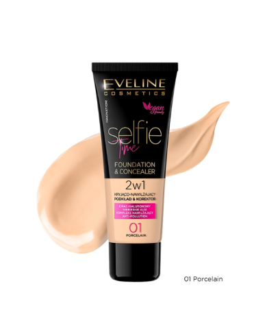 EVELINE SELFIE TIME BASE E CORRETOR 2 EM 1 NR 01 PORCELAN 30 ML