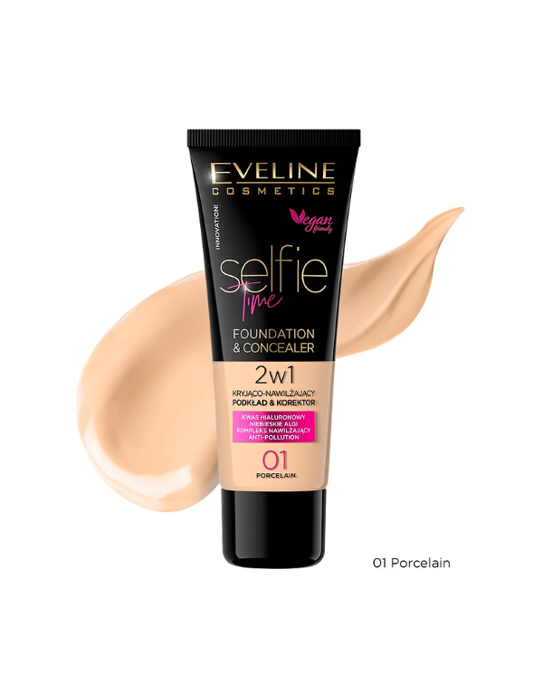EVELINE SELFIE TIME BASE E CORRETOR 2 EM 1 NR 01 PORCELAN 30 ML
