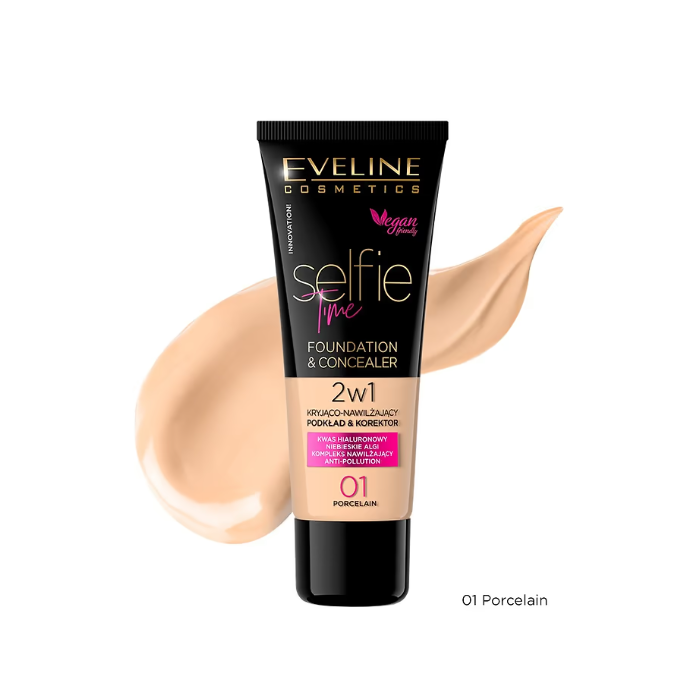 EVELINE SELFIE TIME BASE E CORRETOR 2 EM 1 NR 01 PORCELAN 30 ML