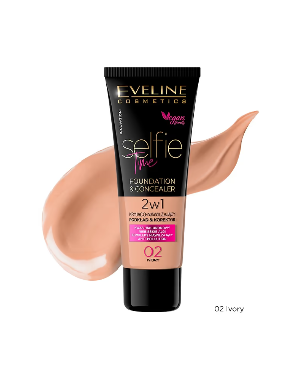 EVELINE SELFIE TIME BASE E CORRETOR 2 EM 1 NR 02 IVORY 30ML