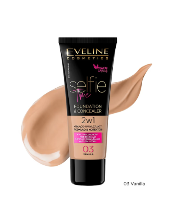 EVELINE SELFIE TIME BASE E CORRETOR 2 EM 1 NR 03 VANILLA 30 ML