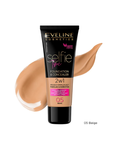 EVELINE SELFIE TIME BASE E CORRETOR 2 EM 1 NR 05 BEIGE 30 ML