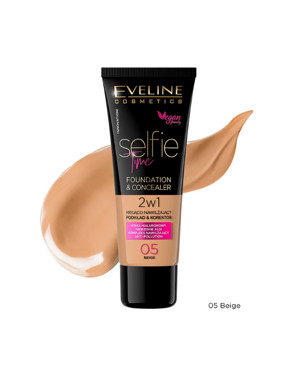 EVELINE SELFIE TIME BASE E CORRETOR 2 EM 1 NR 05 BEIGE 30 ML