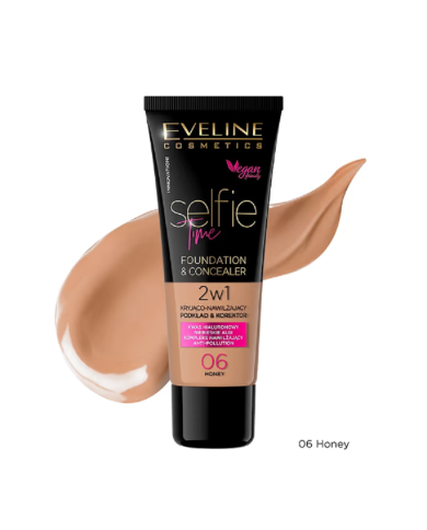 EVELINE SELFIE TIME BASE E CORRETOR 2 EM 1 NR 06 HONEY 30 ML