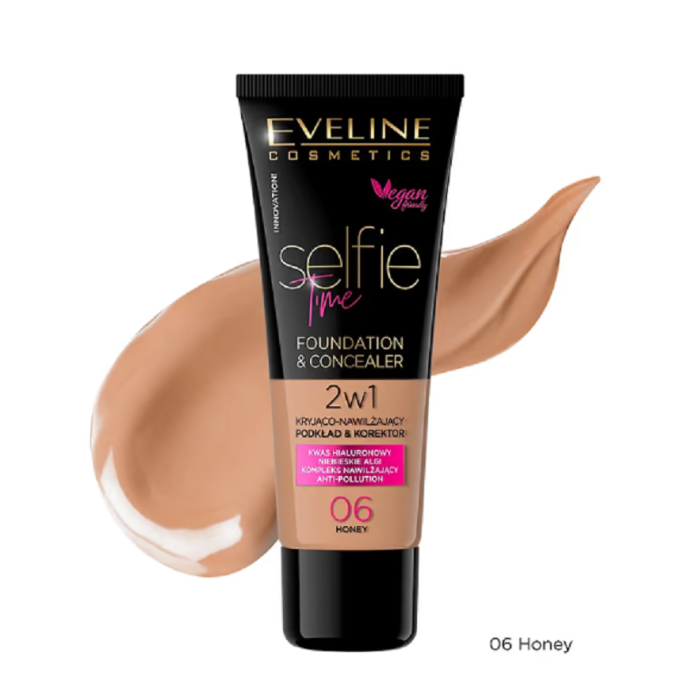 EVELINE SELFIE TIME BASE E CORRETOR 2 EM 1 NR 06 HONEY 30 ML