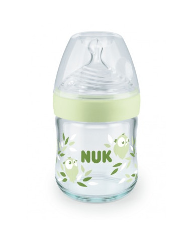 NUK NATURE SENSE BIBERÃO VIDRO TETINA SILICONE S VERDE 120 ML