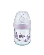 NUK NATURE SENSE BIBERÃO VIDRO TETINA SILICONE S ROXO 120 ML