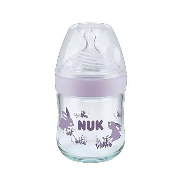 NUK NATURE SENSE BIBERÃO VIDRO TETINA SILICONE S ROXO 120 ML