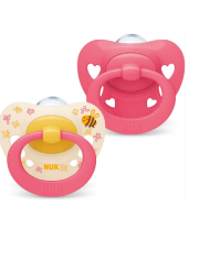 NUK SIGNATURE CHUPETA SILICONE  ROSA E AMARELO 18-36 M  2 UNI