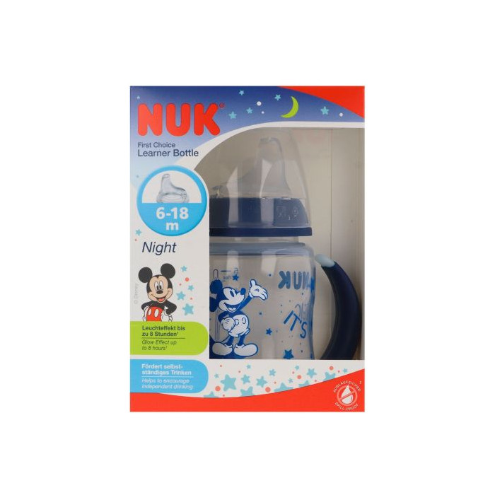 NUK Biberão  de Aprendizagem First Choice, 150ml 6-18M Mickey brilha no escuro azul