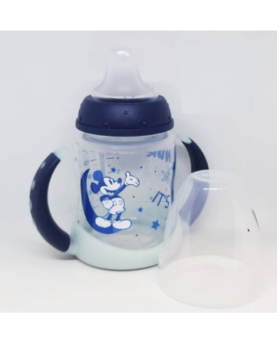 BIBERÓN DE APRENDIZAJE NUK FIRST CHOISE, 150 ml 6-18M MICKEY BRILLA EN LA OSCURIDAD AZUL