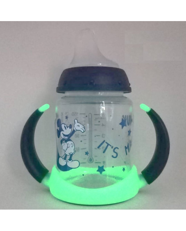 BIBERÓN DE APRENDIZAJE NUK FIRST CHOISE, 150 ml 6-18M MICKEY BRILLA EN LA OSCURIDAD AZUL