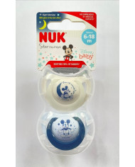 NUK CHUPETAS STAR DAY & NIGHT MICKEY AZUL SILICONE  6-18  2 UNI