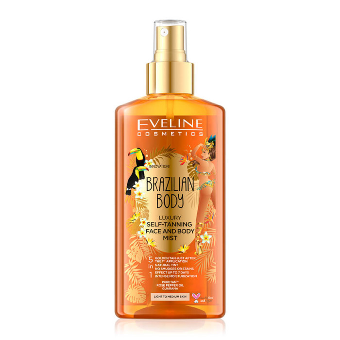 EVELINE BRAZILIAN BODY SPRAY AUTOBRONZEADOR PARA ROSTO E CORPO 150 ML