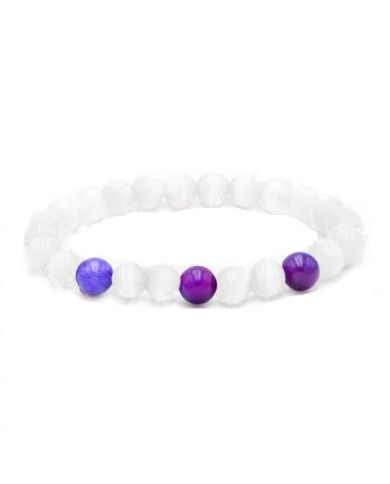 PULSERA PROTECTORA DE SELENITA Y SUGILITA 1 UNIDAD