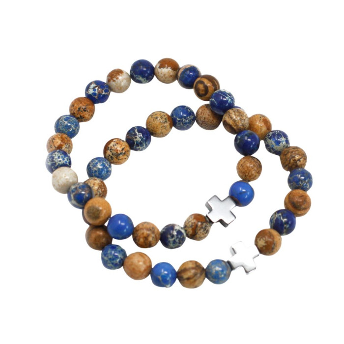 Pulseira da Amizade Suporte Sodalite - Rainbow Gemstones Conj 2 unid