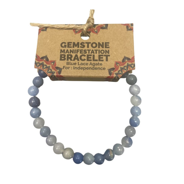 PULSERA  MANIFESTÁCION ÁGATA AZUL - INDEPENDÊNCIA 6mm 1 UNIDAD