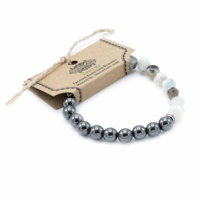 PULSEIRA PEDRA PRECIOSAS TALHADAS - JADE MONTANHA MAGNÉTICO 1UNID