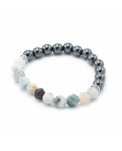 PULSERA CON PIEDRAS  TALLADAS - JADE MAGNÉTICO - 1 UNIDAD