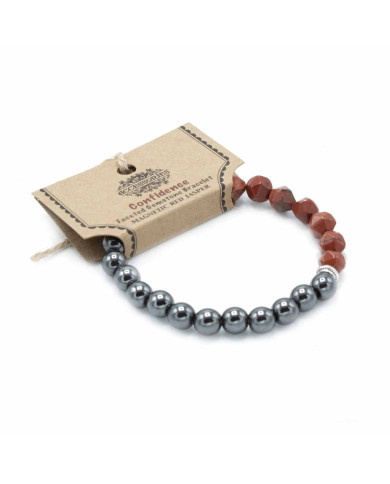 PULSEIRA PEDRA PRECIOSAS TALHADAS - JASPE VERMELHO -  MAGNÉTICO 1UNID