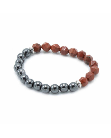 PULSEIRA PEDRA PRECIOSAS TALHADAS - JASPE VERMELHO -  MAGNÉTICO 1UNID