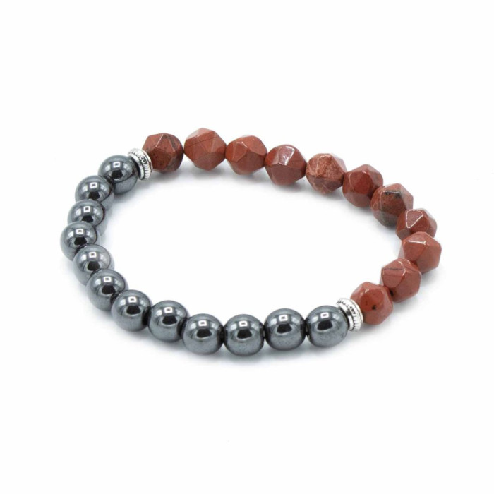 PULSEIRA PEDRA PRECIOSAS TALHADAS - JASPE VERMELHO -  MAGNÉTICO 1UNID