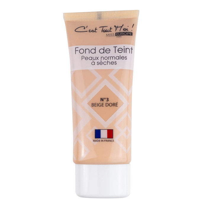 MISS EUROPE BASE PARA PELE NORMAL A SECA N°03 BEGE DOURADO 35ML