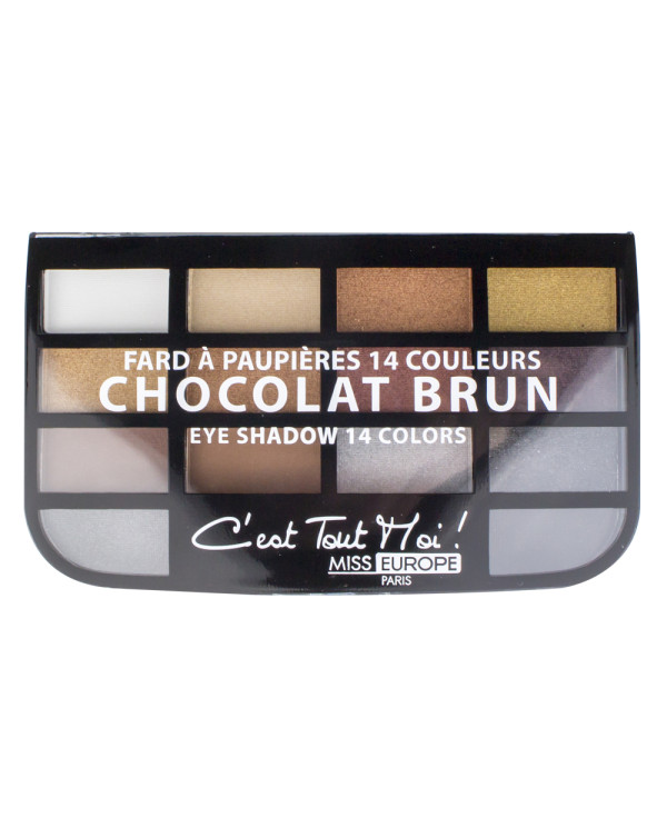 MISS EUROPE SOMBRAS DE OLHOS 14 CORES N°1 CASTANHO CHOCOLATE 11.2G