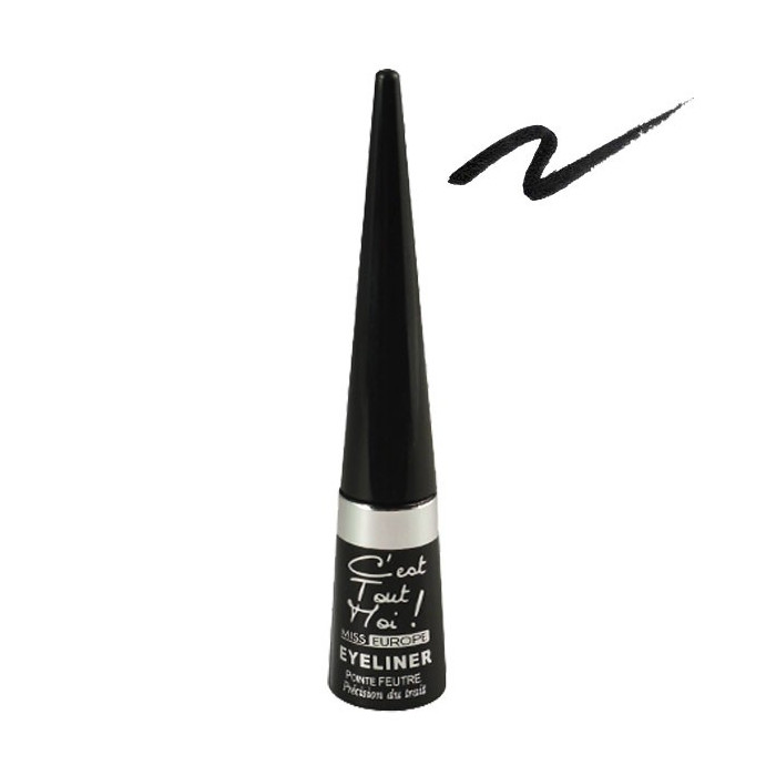 MISS EUROPE DELINEADOR COM APLICADOR DE FELTRO Nº01 PRETO 6ML