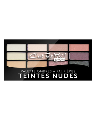 MISS EUROPE PALETA DE SOMBRAS DE OJOS DE 12 COLORES N°3 TONOS NUDE -12G