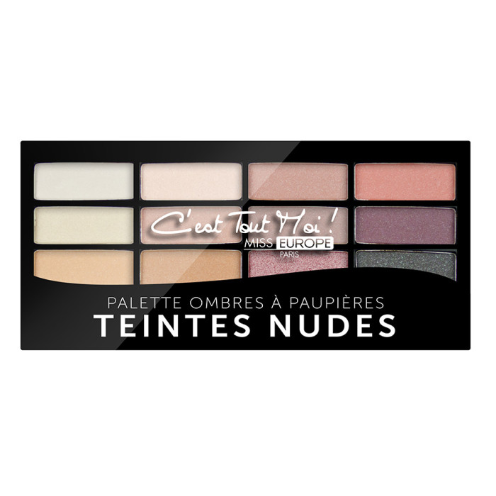 MISS EUROPE PALETA DE SOMBRAS DE OJOS DE 12 COLORES N°3 TONOS NUDE -12G