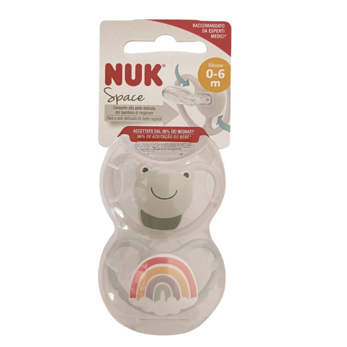 NUK CHUPETA SPACE SILICONE SAPO/ARCO-ÍRIS 2 UNI  0-6M