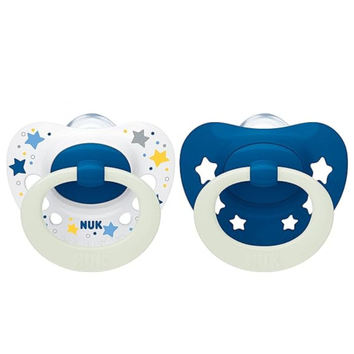 NUK CHUPETE SIGNATURE NIGTH ESTRELLAS AZUL SILICONA 0-6 M 2 UNID