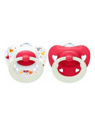 NUK SIGNATURE NIGTH CHUPETA SILICONE VERMELHO CORAÇÕES  0-6 M 2 UNI