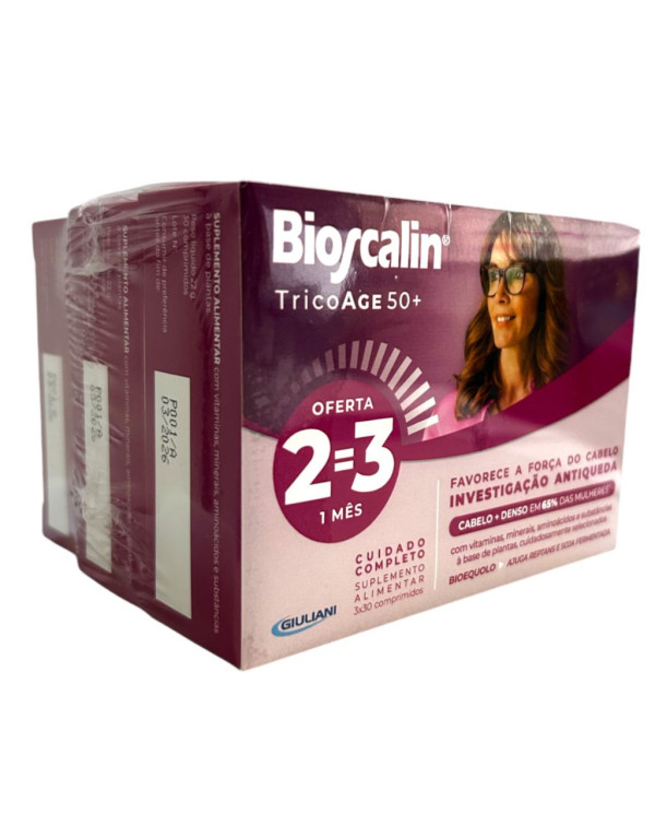 BIOSCALIN TRICOAGE 50+30 COMPRIMIDOS ANTIQUEDA EMBALAGEM TRIPLA