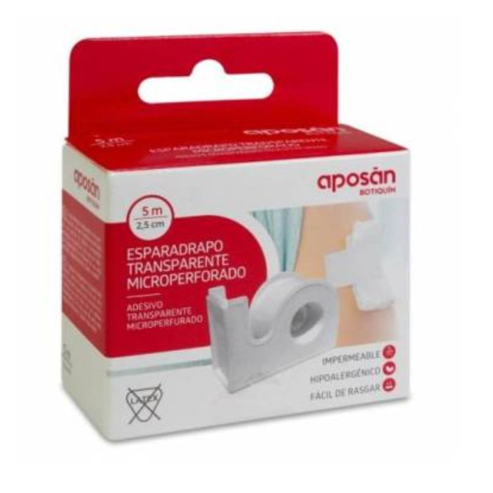 APOSAN CINTA ADHESIVA MICROPERFORADA TRANSPARENTE 5x2,5CM