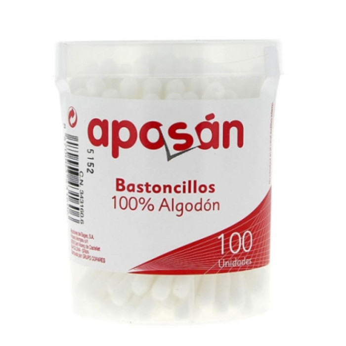APOSÁN PALO DE PAPEL PARA HISOPOS DE ALGODÓN 100 UNIDADES